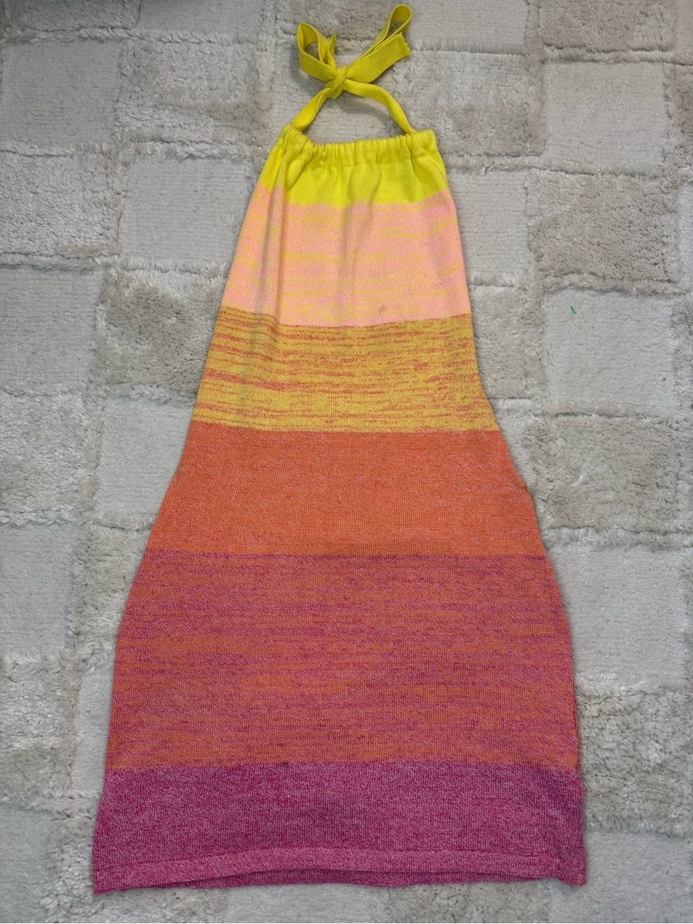 Love Island Jen Terry Striped Halter Knit Open Back Dress Size Small